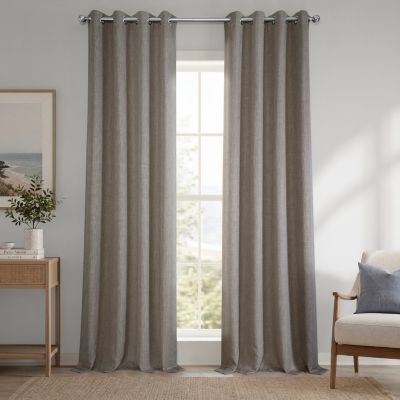Grommet Faux Linen Room Darkening Curtains for Bedroom and Living Room Curtains (1 Panel)