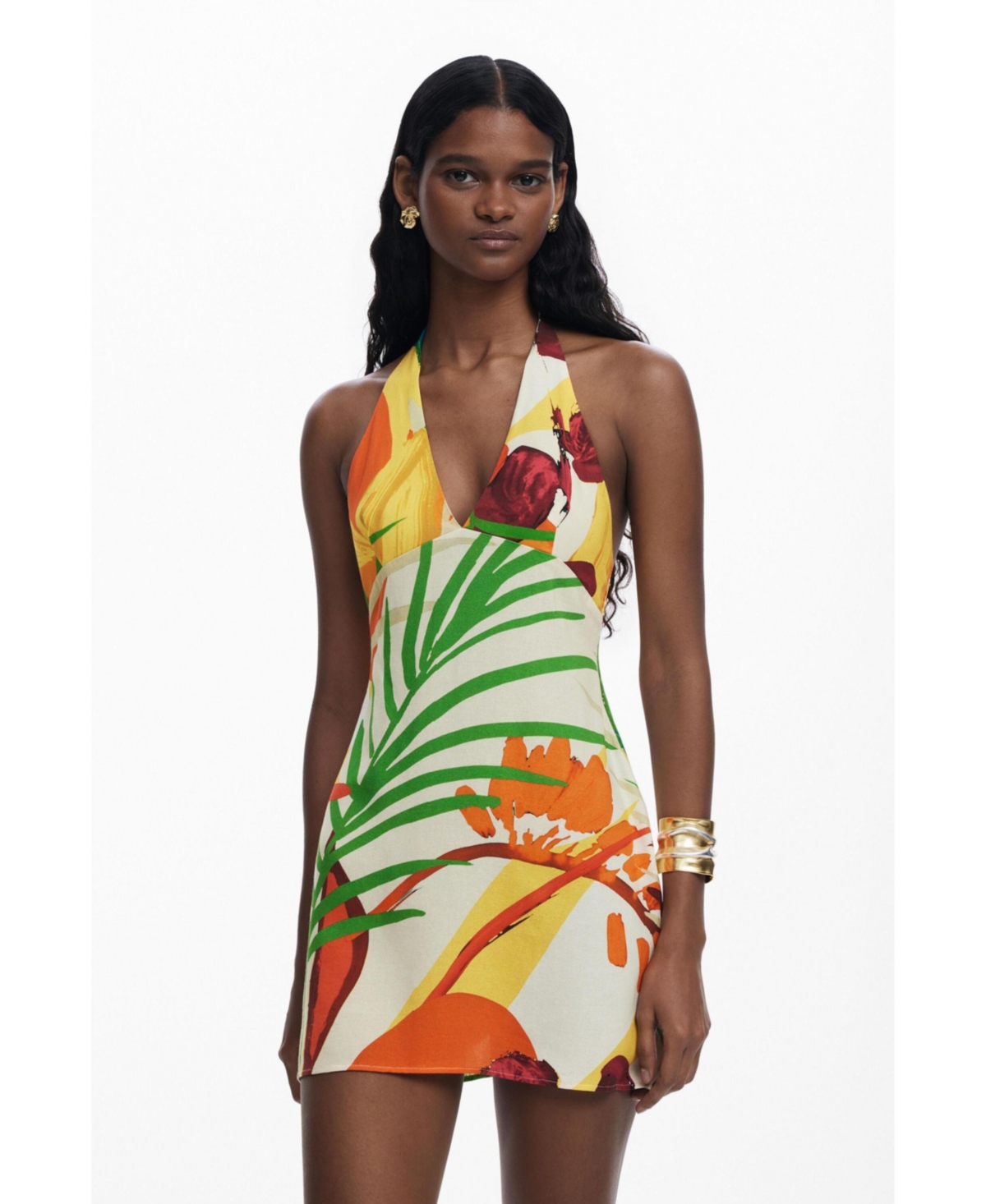 Desigual Fitted Cover-up Minidress In Light Beige