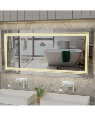 41.3 x 19.7 In Rectangular Led Backlit Illuminated Bathroom Mirror Wall Mounted Makeup Mirror