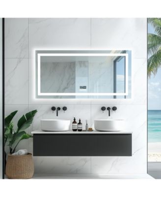 47 x 23 In Large Bluetooth Led Bathroom Mirror Smart Wall Vanity Mirror Anti-Fog