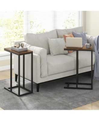 C-Shaped Side Table Space-Saving and Modern Accent Table for Living Room