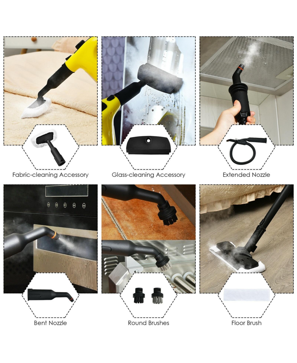 Handheld MultiPurpose Steam Cleaner with 17 Pieces, 350ml Large Capacity Steam Mop Continuous Fill water, Portable Chemical-Free Steamer for Home Use