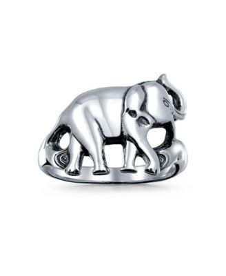 Good Luck Elephant Silver Ring in Oxidized Sterling Finish