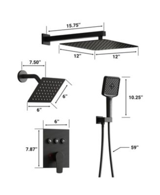 3-Function Dual Shower Head Pressure-balanced Shower System with 4 Sprays Handheld