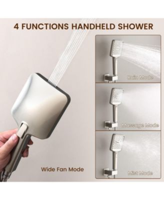 3-Function Dual Shower Head Pressure-balanced Shower System with 4 Sprays Handheld