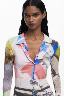 Women's Collage buttoned T-shirt