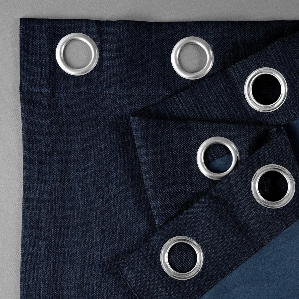 Half Price Drapes Grommet Textured Faux Linen Room Darkening Curtain In Blue