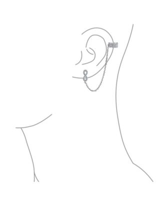 Love Symbol Ear Cuff Cartilage Threader Wrap Infinity Earring CZ Stud Set Gold