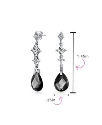 Briolette Faceted Teardrop Pear Shape Cubic Zirconia CZ Chandelier Earrings Sterling Silver