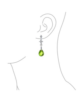 Briolette Faceted Teardrop Pear Shape Cubic Zirconia CZ Chandelier Earrings Sterling Silver