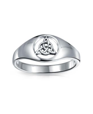 Silver Ring with Viking Celtic Infinity Knot Triquetra Signet Design