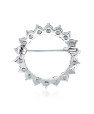 Classic Eternity Baguette Cut Cubic Zirconia CZ Clear Purple Scarf Round Circle Brooch Pin Gold or Silver Plated Brass