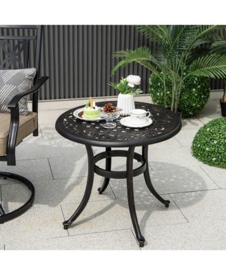 Cast Aluminum Patio Table 24''Outdoor Round Side Table Anti-Rust Coffee Bistro Table