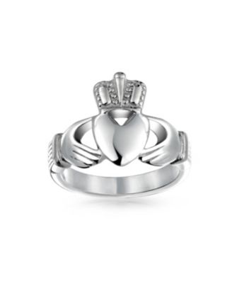 Stainless Steel Heart Band Celtic Friendship Ring Silver Gold Tone Claddagh