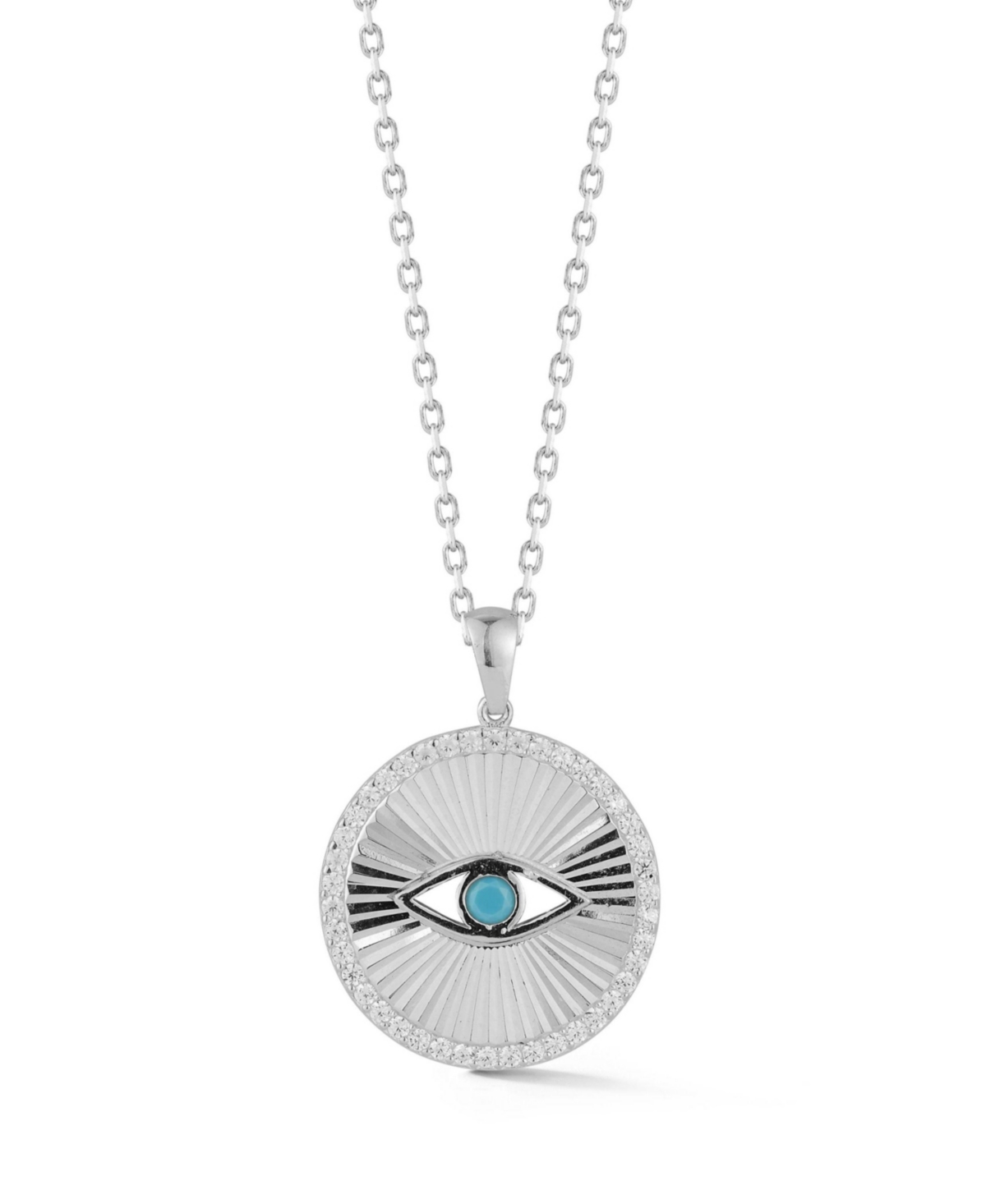 Rachel Zoe 14K Gold Plated Sterling Silver Turquoise Evil Eye Medallion Necklace - Silver