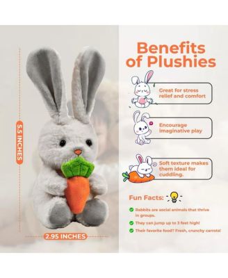 Easter Baby Plush Bunny Holding Carrot - Plush Bunny Sensory Easter Decorations Toy for Newborns and Infants Plushie Easter Toys
