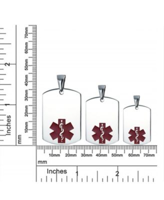 Medical ID Dog Tag Steel Pendant Necklace 20" Chain