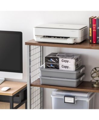 USA 6 Qt. Plastic Storage Bins with Lids, 2 Pack, Flat Storage Container, Secure Latches, Stackable, Gray