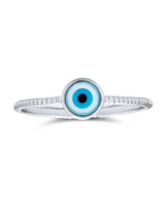 Minimalist Sterling Silver Ring With Evil Eye Design Stackable Midi Knuckle Band