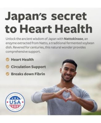 Nattokinase 2000 FU (Non-GMO), Powerful Nattokinase Supplement Made from Naturally Fermented Soybeans for Heart Health Support, 180ct
