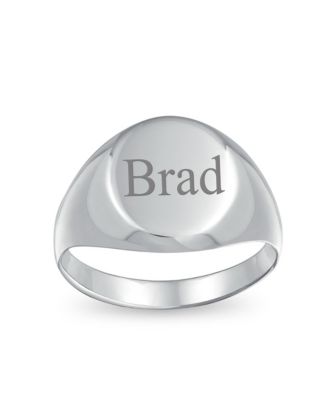 Basic Simple Initial Monogram Sterling Silver Ring Oval Signet Design