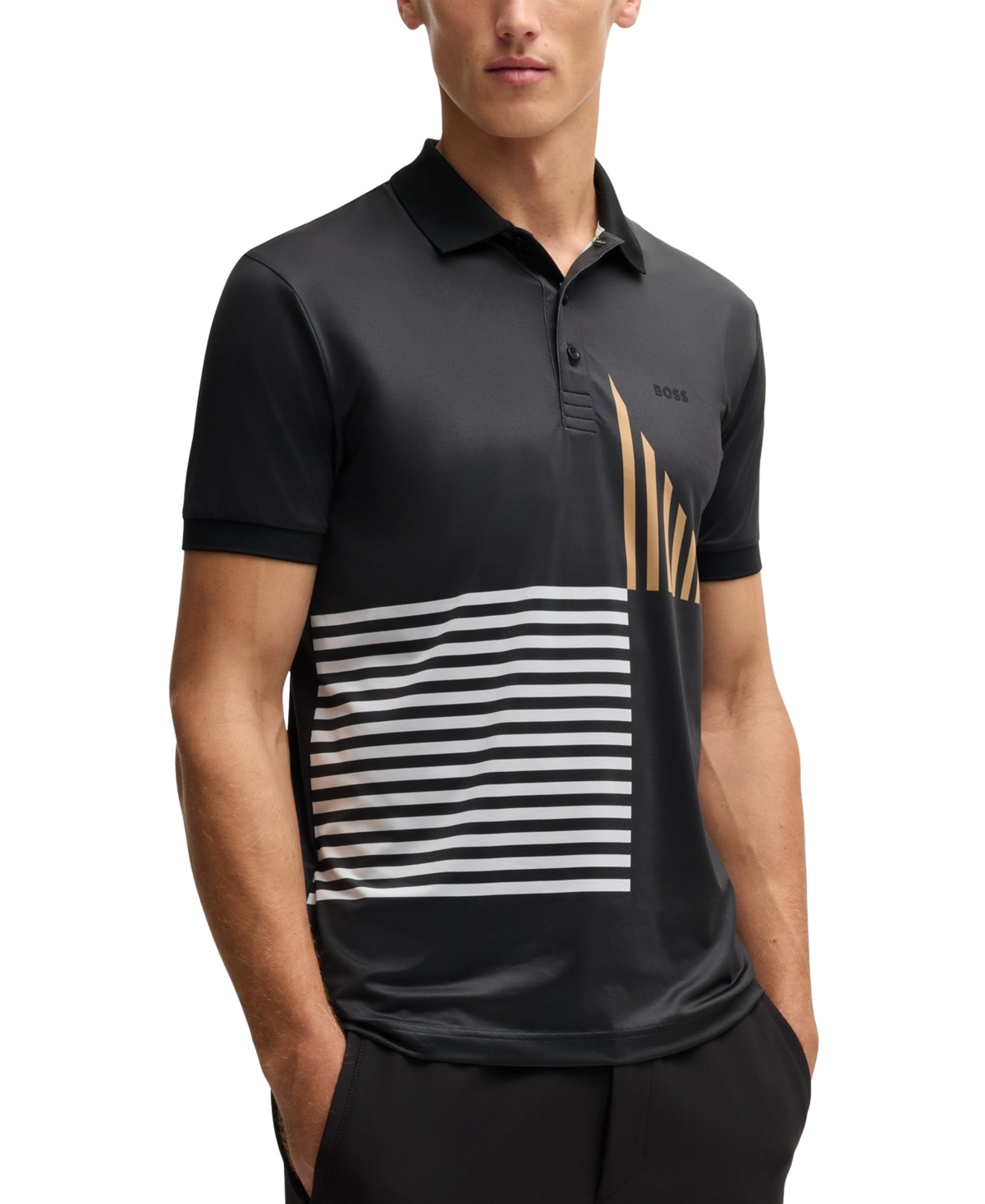 Hugo Boss Boss Technical Fabric Polo Shirt In Black
