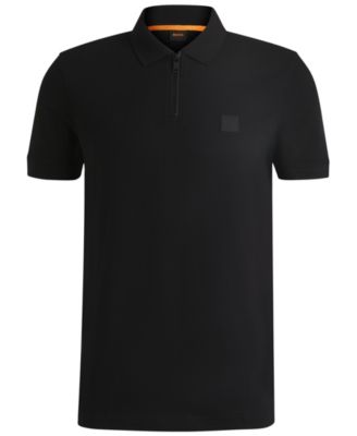 Men's Stretch Cotton Zip-Neck Slim-Fit Polo Shirt