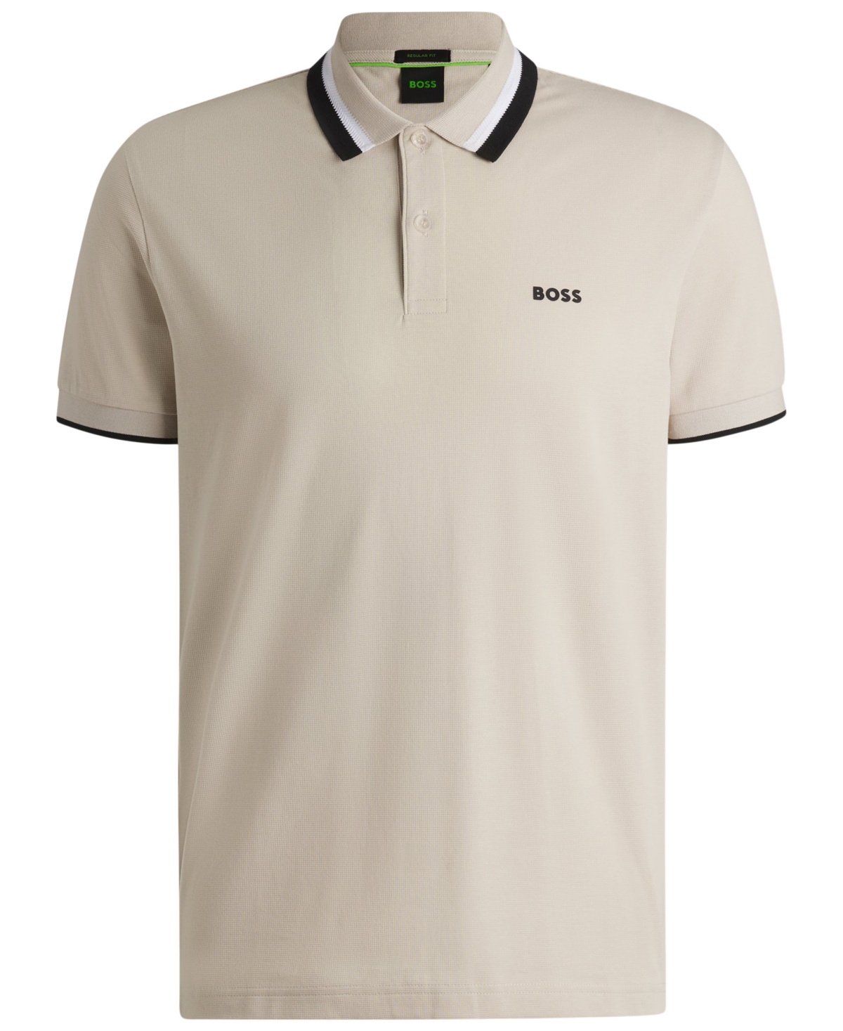 Hugo Boss Performance-stretch Polo Shirt With Contrast Logo In Open Beige