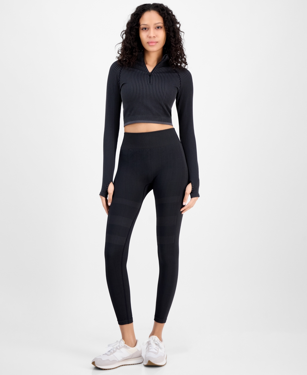 Id Ideology Women's Seamless High-rise Leggings, Exclusively At Macy's In Deep Black