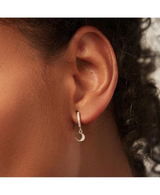 Crescent Moon Huggie Hoops - Celeste