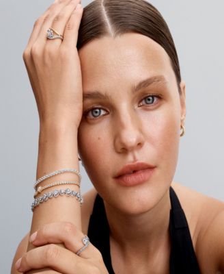 14K Gold Plated Sparkling Heart Tennis Bracelet