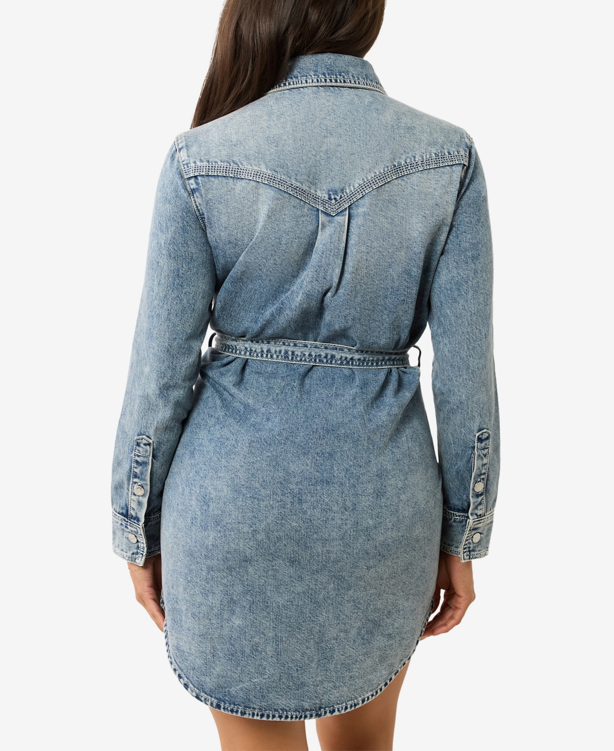 TRUE RELIGION WOMEN'S GEORGIA SHIRT BELTED DENIM DRESS 