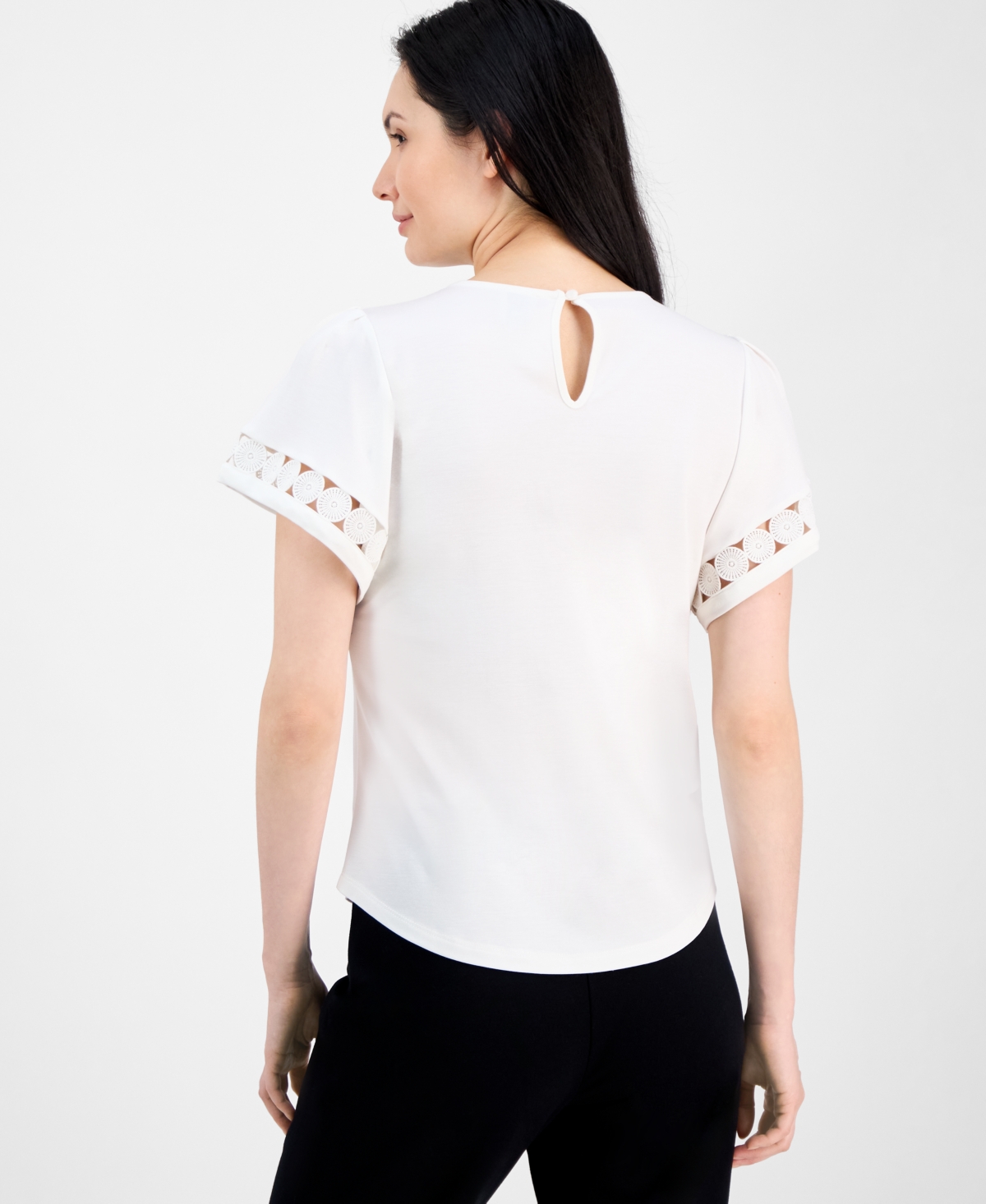 Anne Klein Harmony Keyhole Blouse In Bright White