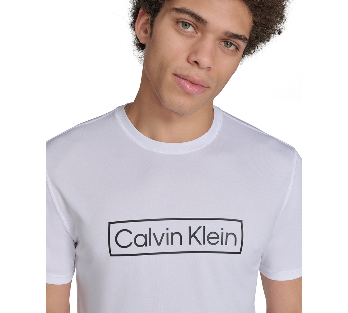 CALVIN KLEIN MEN'S LOGO SHORT-SLEEVE SWIM RASH GUARD 
