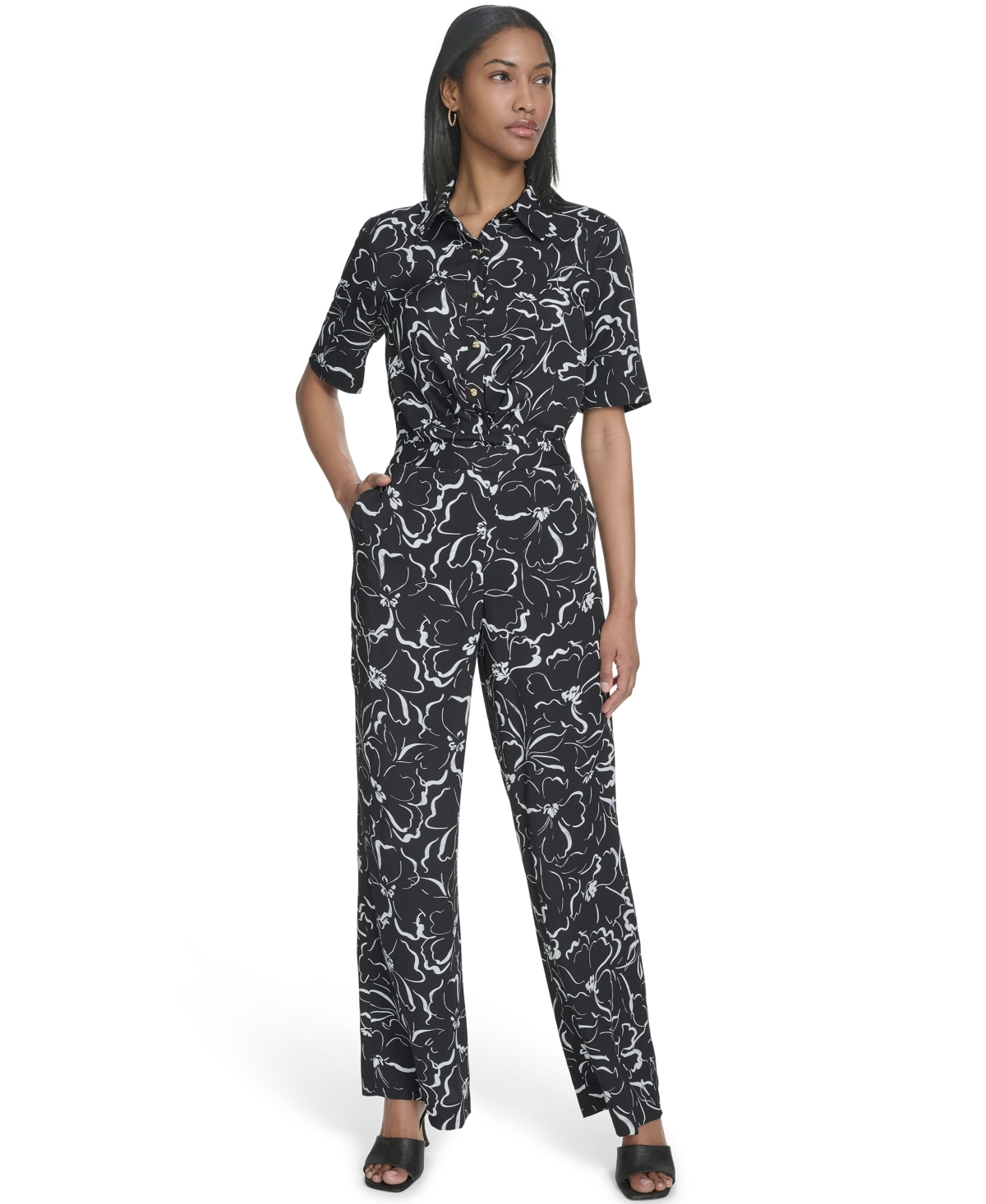 HALSTON WOMEN'S FLORAL-PRINT PULL-ON PANTS 