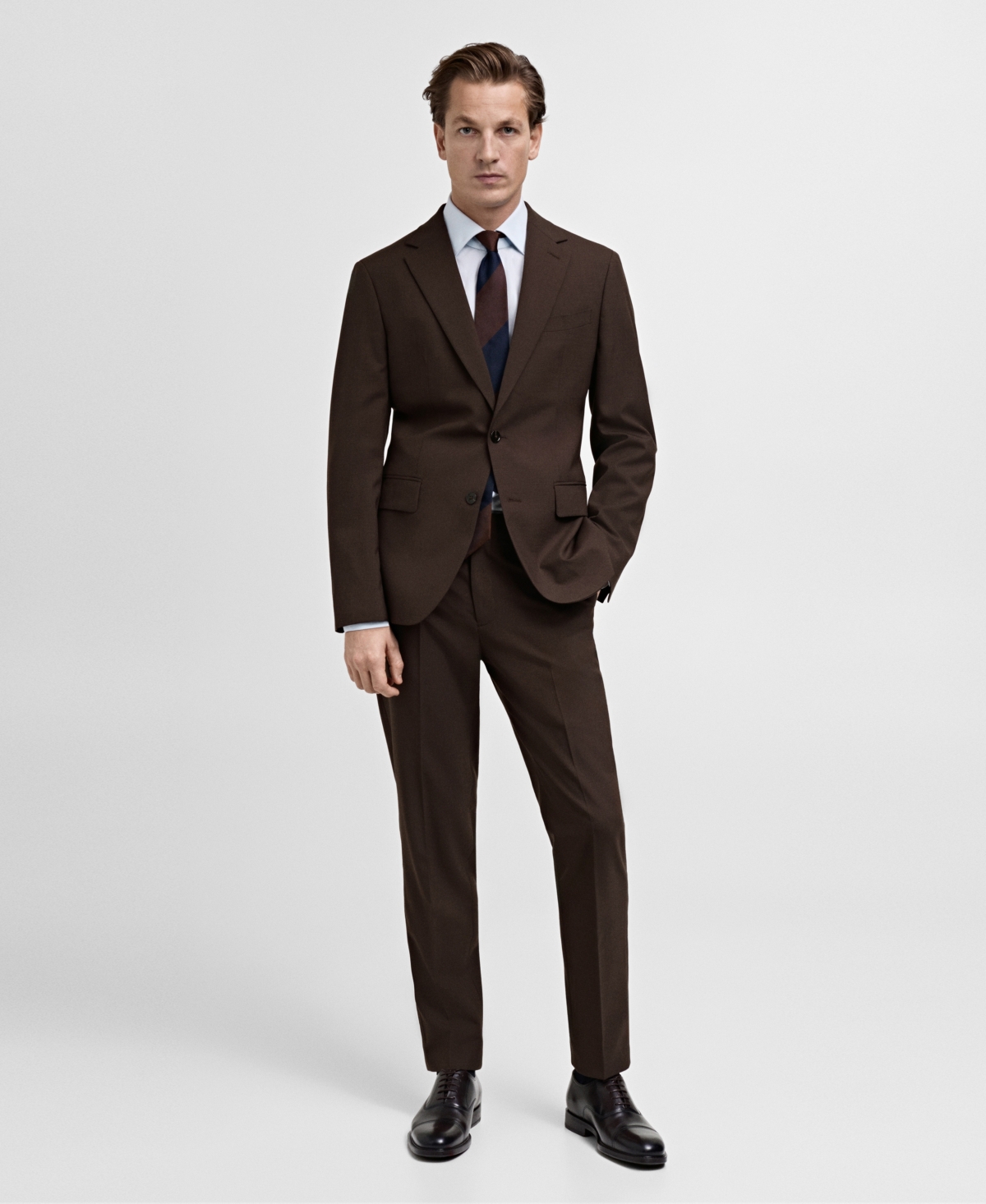 Mango Men's Slim-fit Wool Suit Blazer In Brown