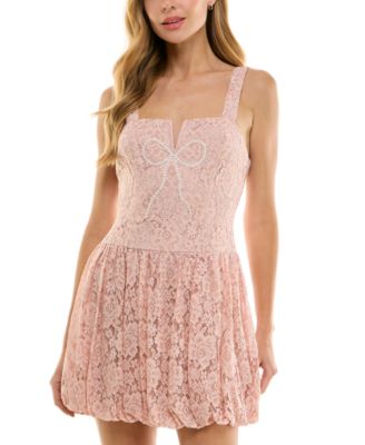 SENI & CADE - Juniors' Embellished Lace Bubble-Hem Dress