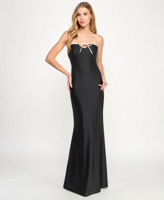 City Studios - Juniors' Strapless White Tie Gown