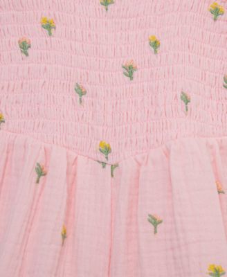 Baby Girls Woven Cotton Floral Schiffli Romper & Headband, 2 Piece Set