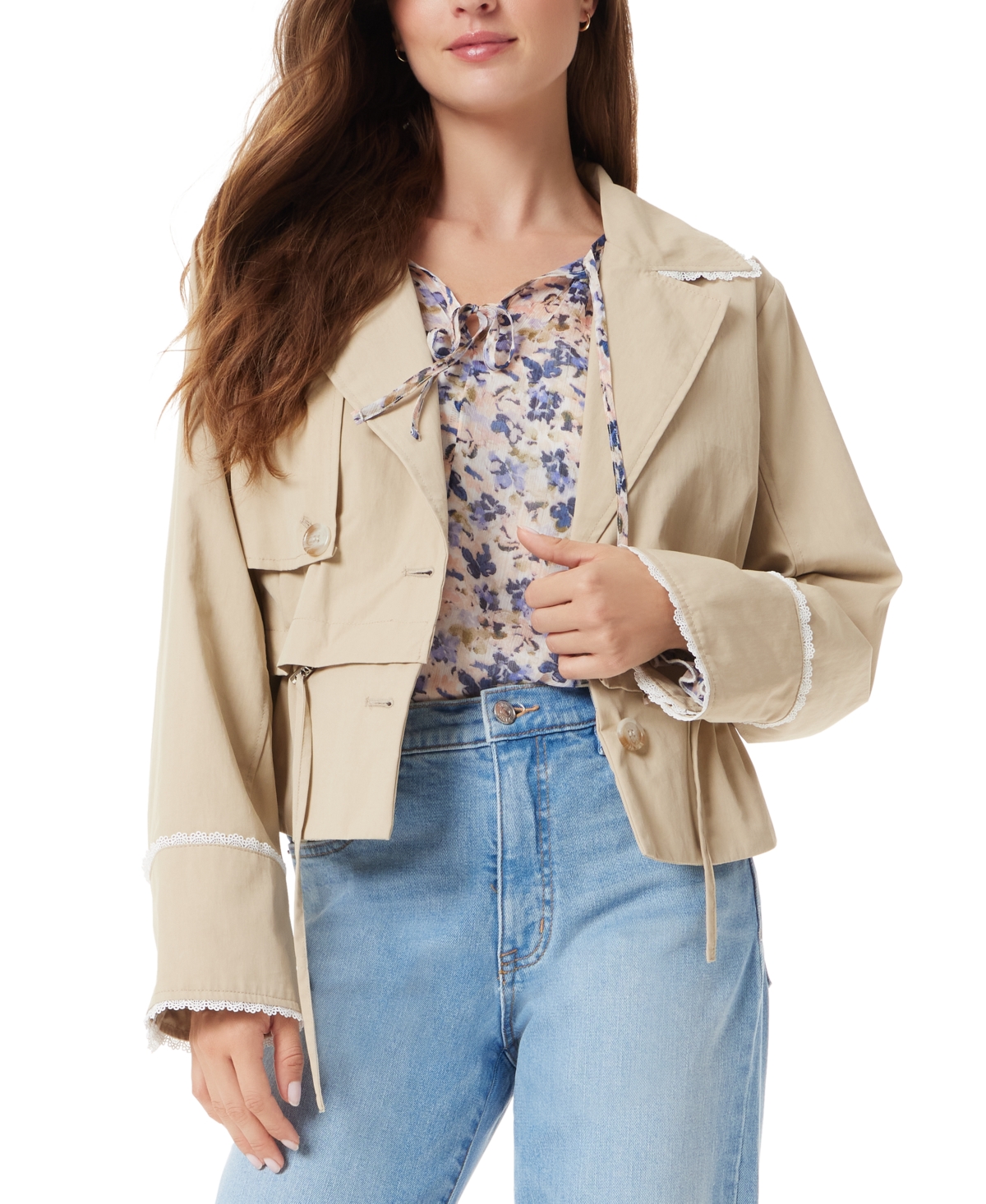 Shop Sam Edelman Women's Gina Convertible Lace-trim Trench In Tan