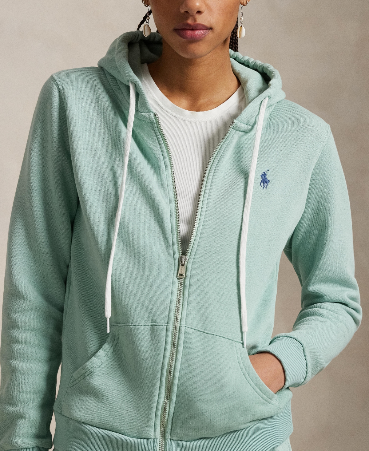 Polo Ralph Lauren Women's Cotton Fleece Full-zip Hoodie Sweatshirt In Essex Green