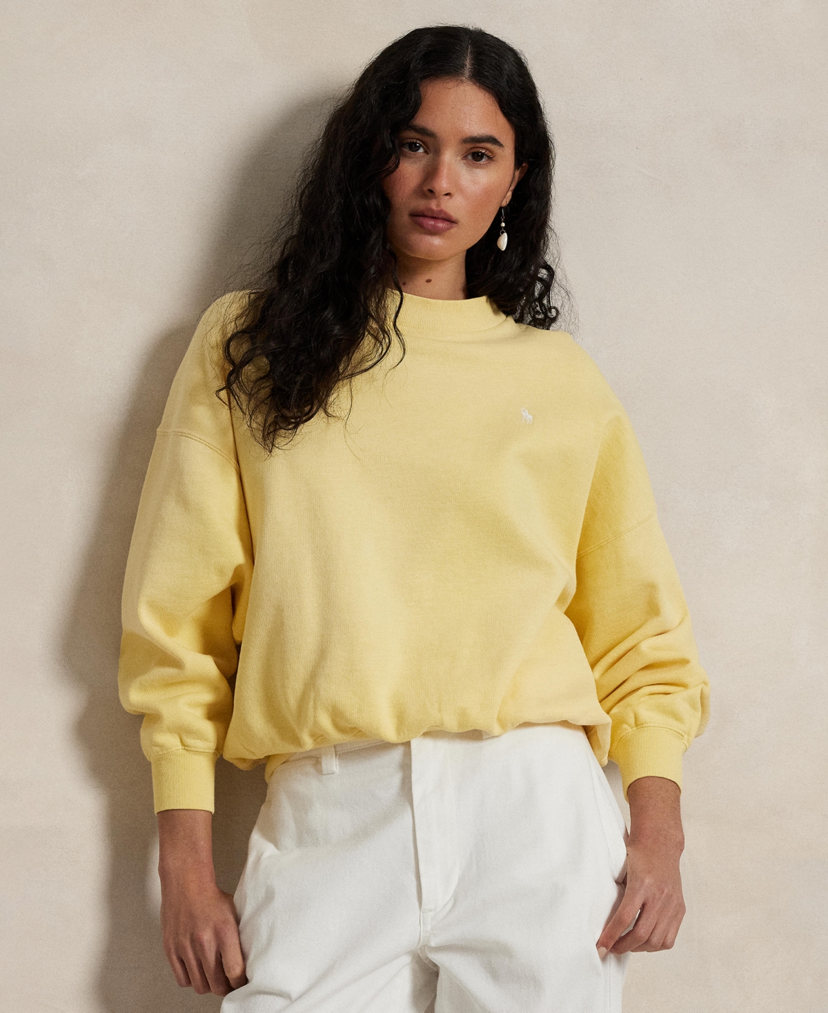 Polo Ralph Lauren Oversize Logo Graphic Sweatshirt In Wicket Yellow