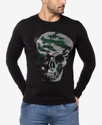 Men's Camo Skull Rhinestone Graphic Long Sleeves T-Shirts