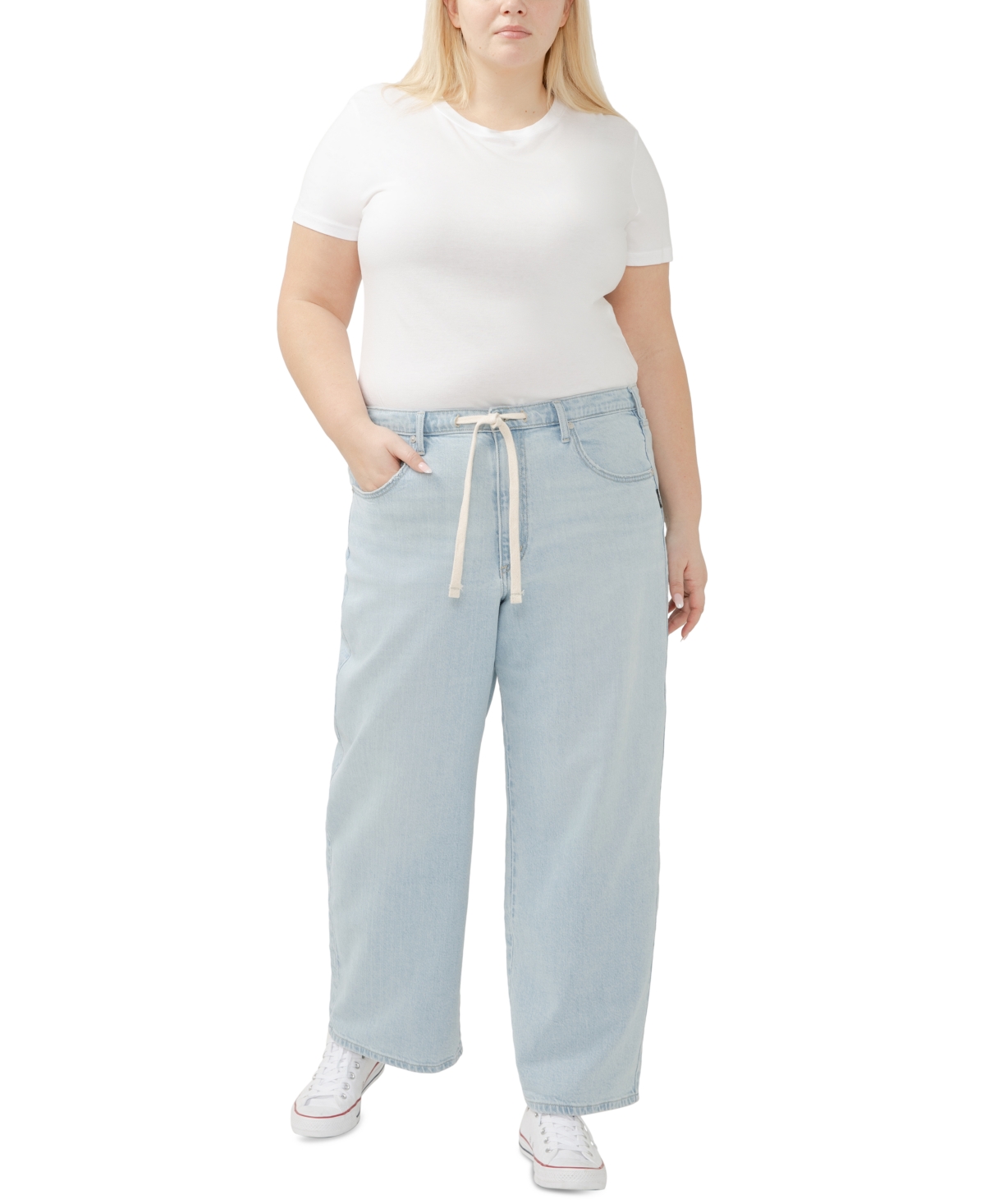 Shop Silver Jeans Co. Plus Size Be Easy Straight-leg Drawstring Jeans