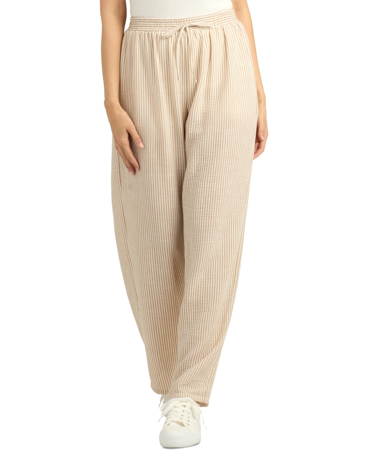 Juniors' Striped Elastic-Waist Wide-Leg Pants - Color 14