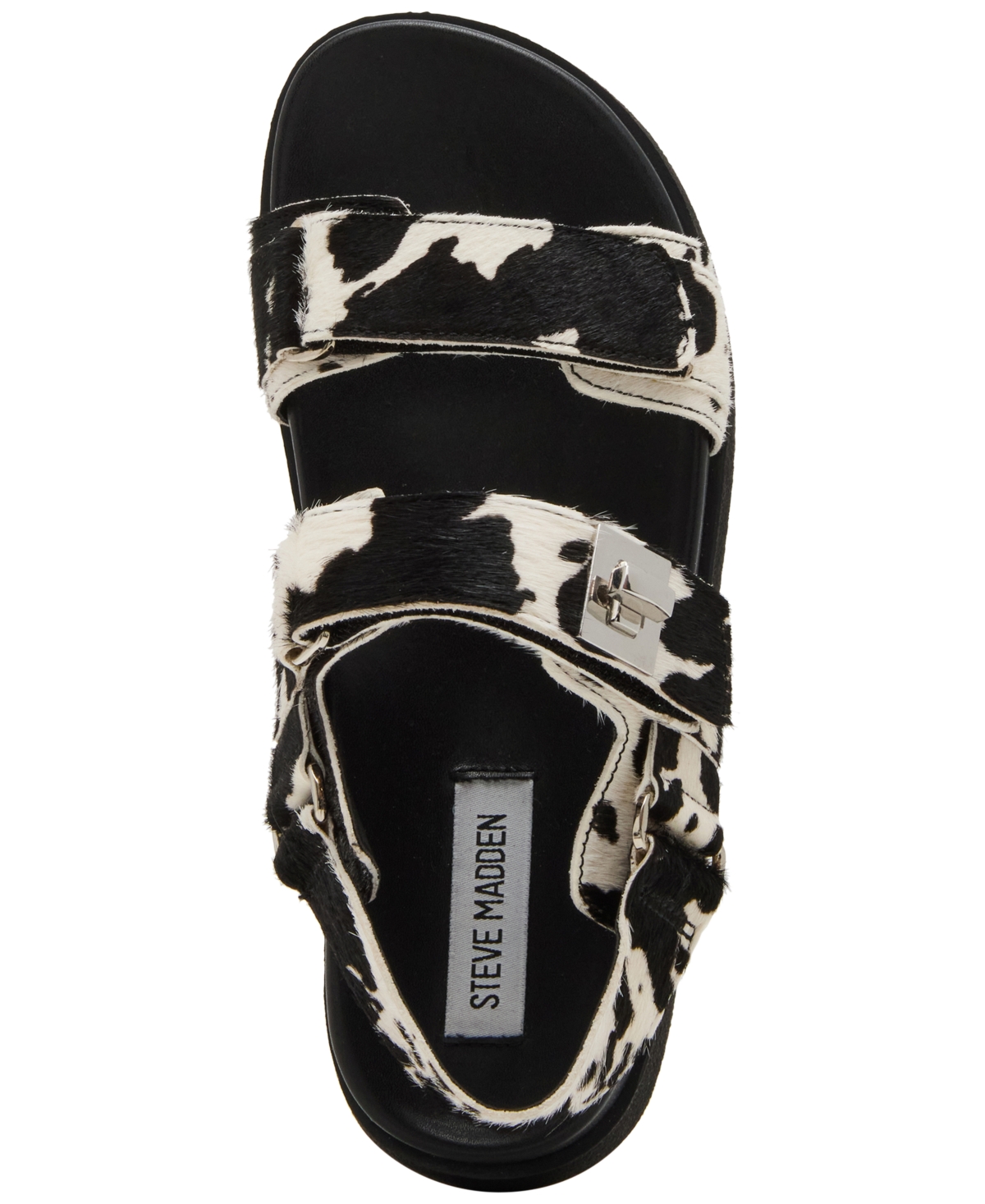 Shop Steve Madden Women's Mona Slingback Footbed Sandals In Cow Print Multi