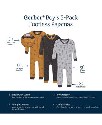 Baby Girls Snug Fit Footless Pajamas, 3-Pack, Moose & Trees