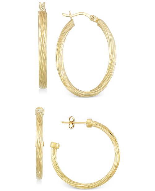Macy's Set of Two Rope Hoop Earrings in 14k Gold Vermeil & Reviews
