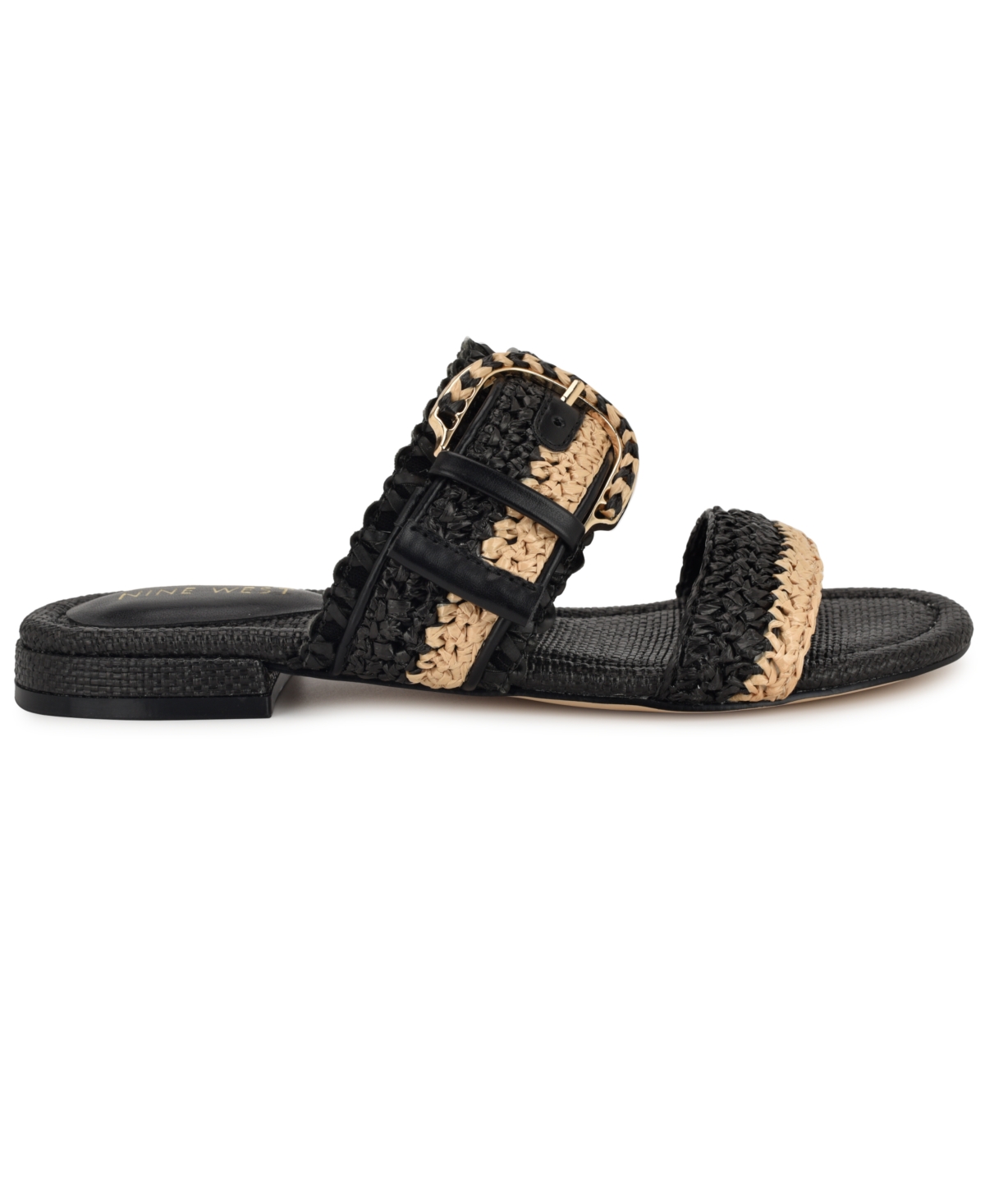 Nine West Sameey Two-strap Sandal In Black,natural
