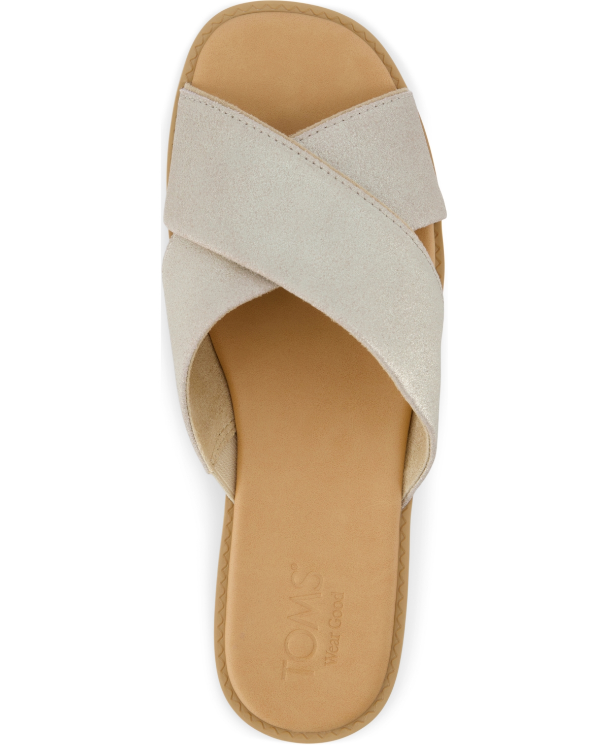 Shop Toms Women's Mae Crossover Open Toe Sandals In Champagne Metallic Suede